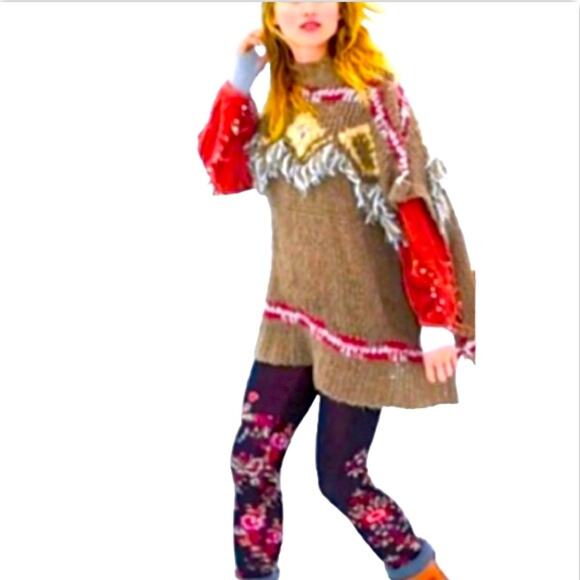 Free People Brown Fringe Oversized Poncho Sweater XS - Picture 15 of 16